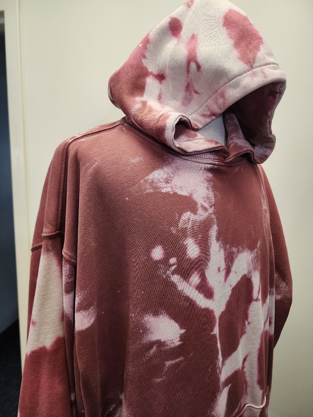 Upcycled Marble Wash Hoodie Old Navy Rust Red Bleach Dyed Oversized Size XXL - Picture 5 of 7